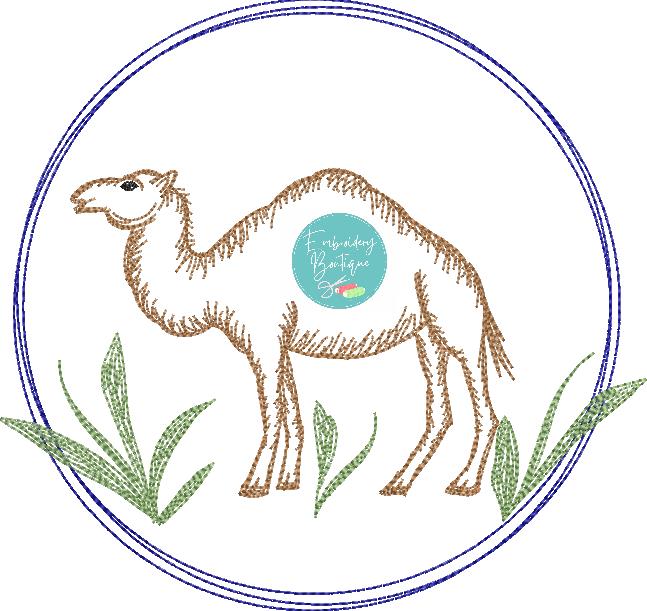 Camel Circle Watercolor Embroidery Design, Embroidery, Embroidery Boutique