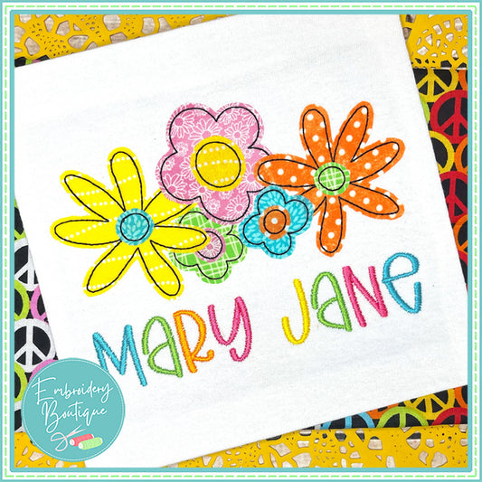Daisy Cluster Bean Stitch Applique, Applique, Embroidery Boutique