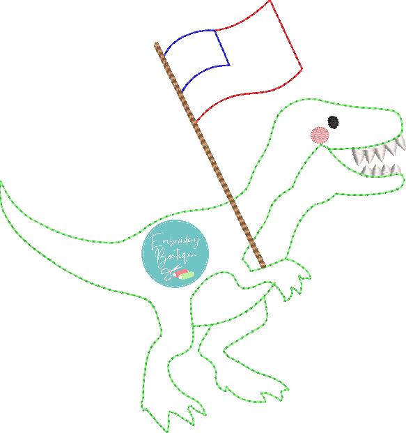 Dinosaur Flag Bean Stitch Applique, Applique, Embroidery Boutique