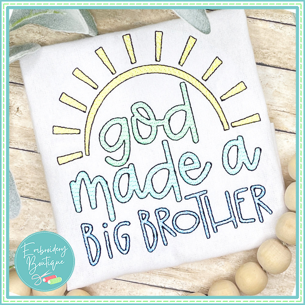 God Made Big Brother Sun Sketch Embroidery Design, Embroidery Design, Embroidery Boutique