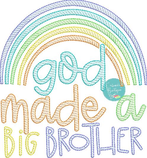 God Made Big Brother Rainbow Sketch Embroidery Design, Embroidery Design, Embroidery Boutique