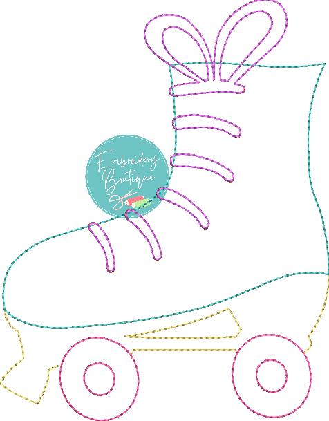 Roller Skate Bean Stitch Applique, Applique, Embroidery Boutique