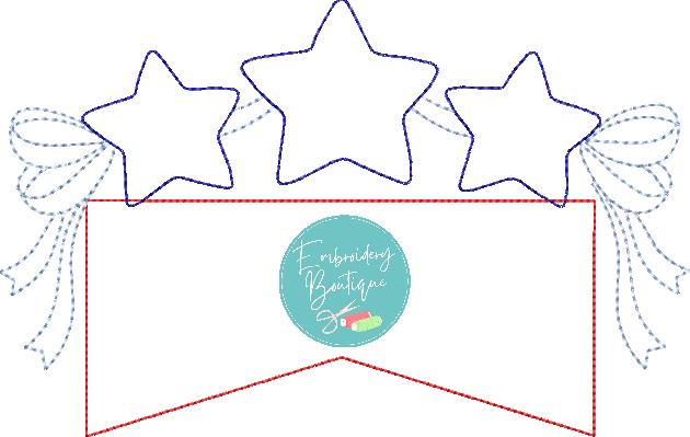 Star Bow Banner Bean Stitch Applique, Applique, Embroidery Boutique