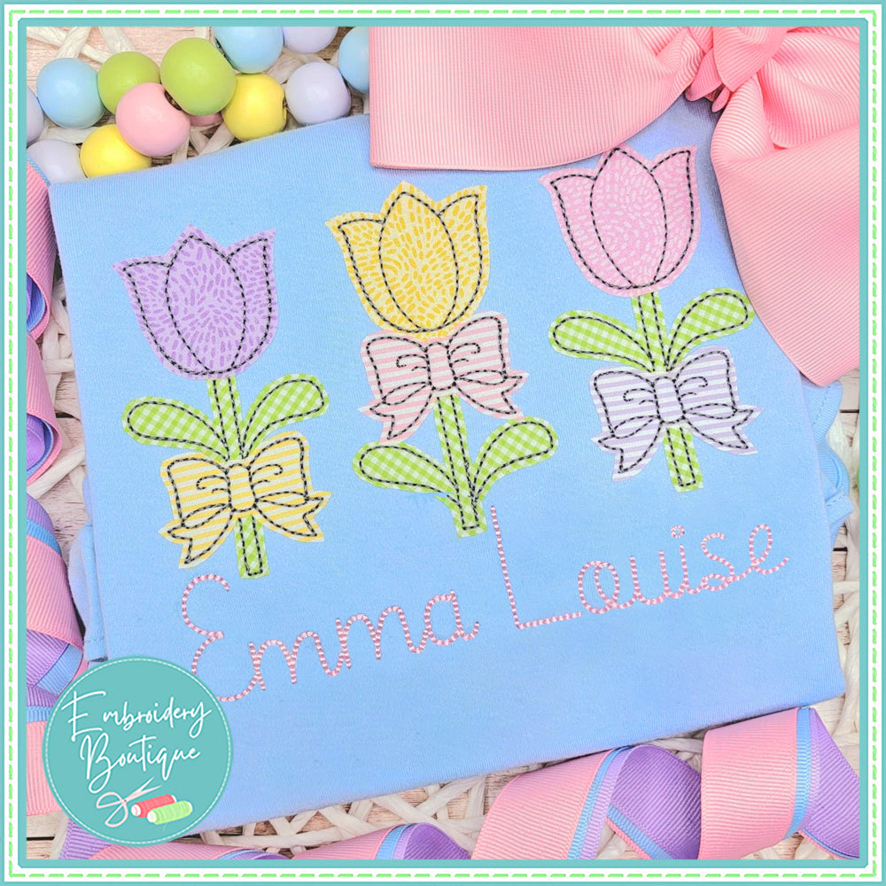 Tulips Bean Stitch Applique, Applique, Embroidery Boutique