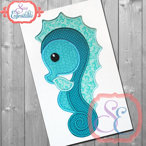 Shy Boy Seahorse Applique, Applique