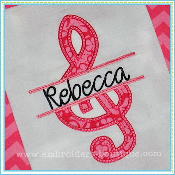 Split Treble Clef Applique, Applique