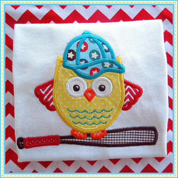 Baseball Owl Applique, Applique