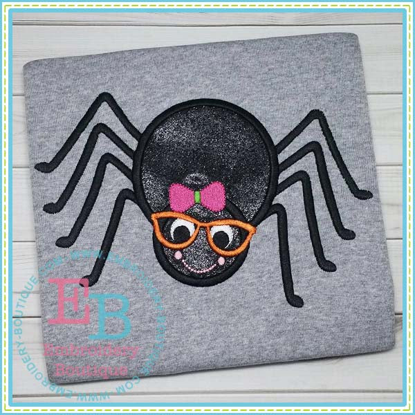 Spider Girl with Glasses Applique, Applique