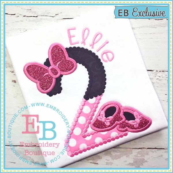 Magical Bow Shoes Applique Number Set, Applique Number Set