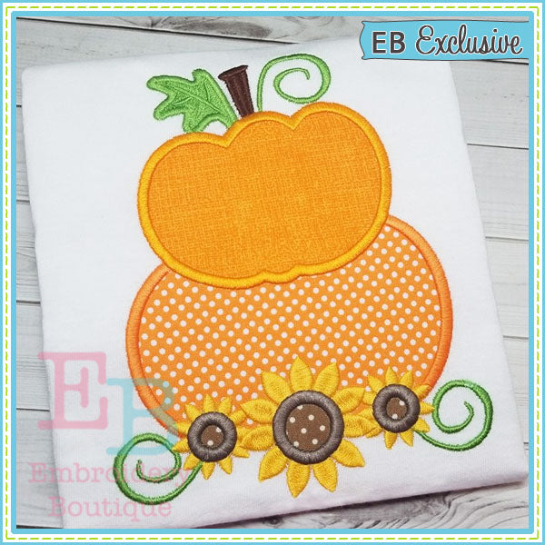 Pumpkins Sunflowers Applique, Applique