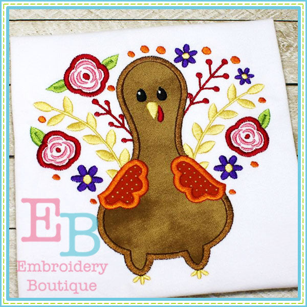 Floral Turkey Applique, Applique