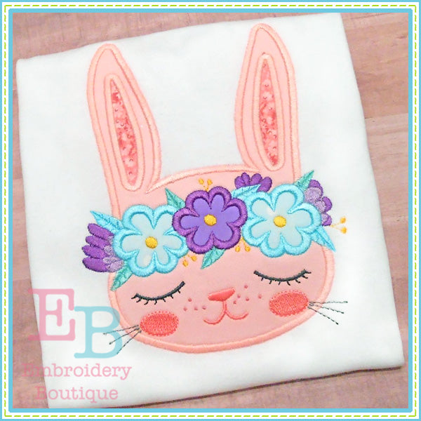 Bunny Floral Crown Applique, Applique