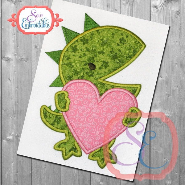 Dinosaur with Heart Applique, Applique