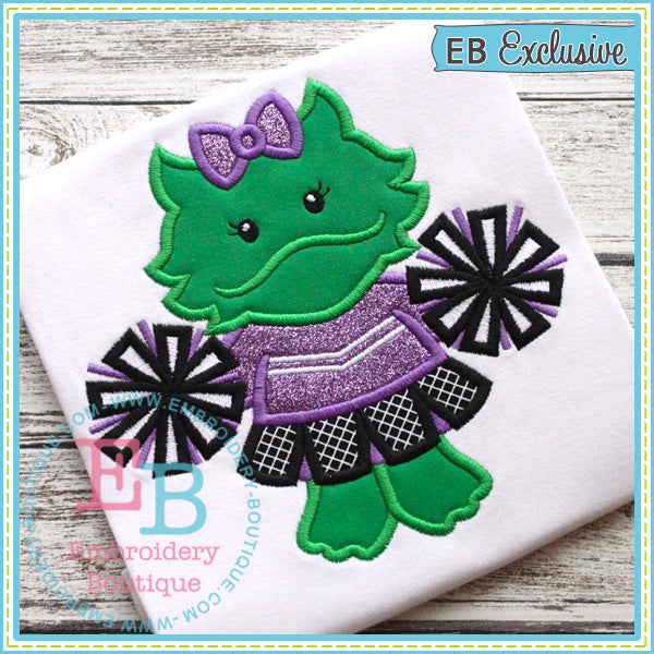 Girl Horned Frog Mascot Applique, Applique