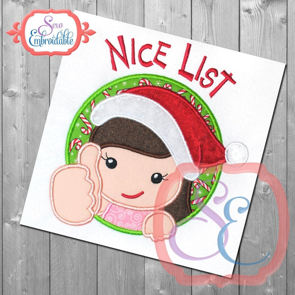 Nice List Girl Applique, Applique