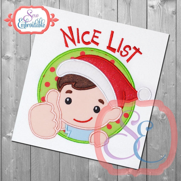 Nice List Boy Applique, Applique