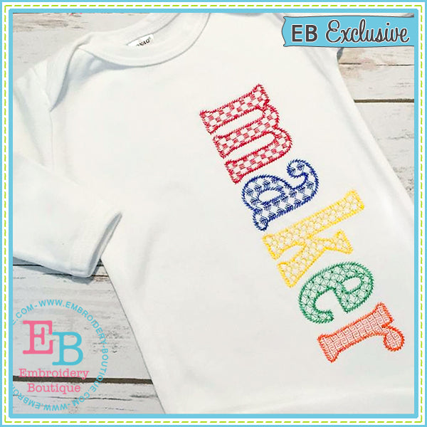 Sketch Lowercase Set - Motif Fill Embroidery Font- 5 FULL Alphabets, Embroidery Font