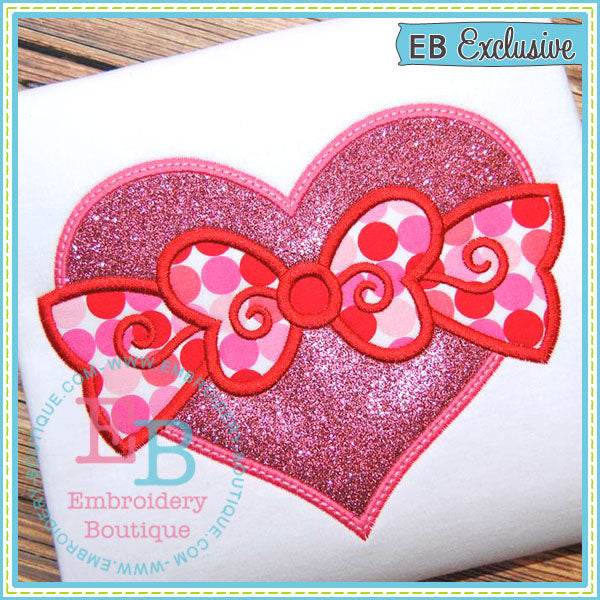 Heart with Bow Applique, Applique