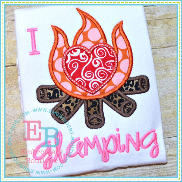 I Heart Glamping Applique, Applique