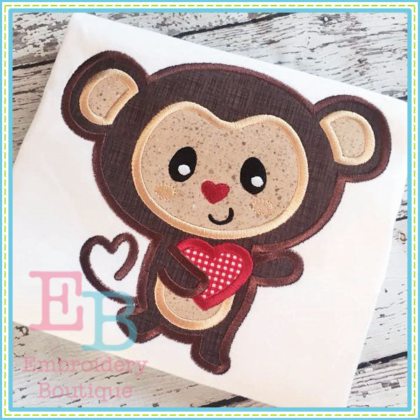 Monkey Heart Tail Applique, Applique