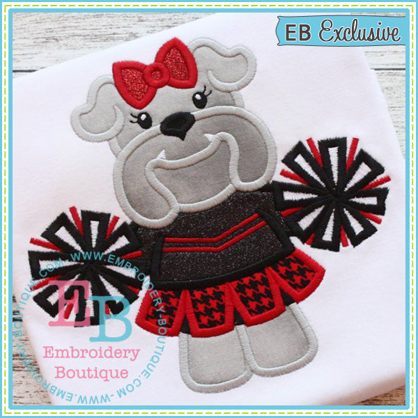 Girl Bulldog Mascot Applique, Applique