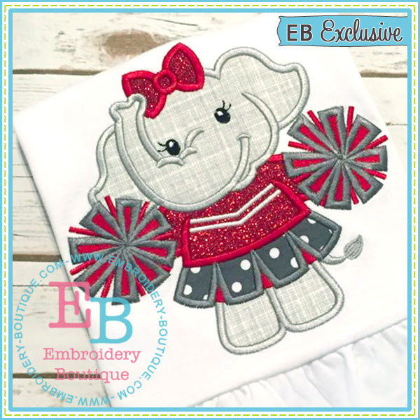 Girl Elephant Mascot Applique, Applique