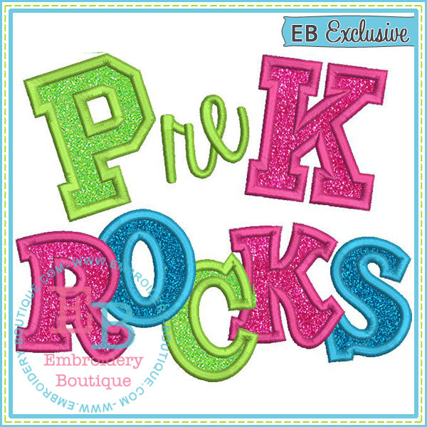 PreK Rocks 2 Applique, Applique