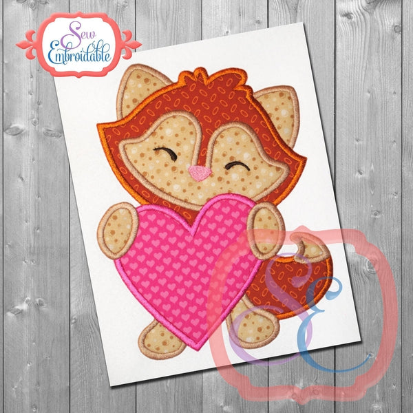 Fox with Heart Applique, Applique