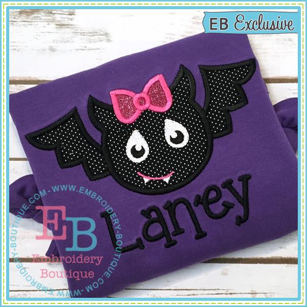 Silly Girl Bat Applique, Applique