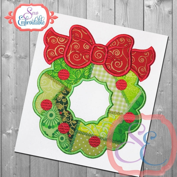 Patchwork Wreath Applique, Applique
