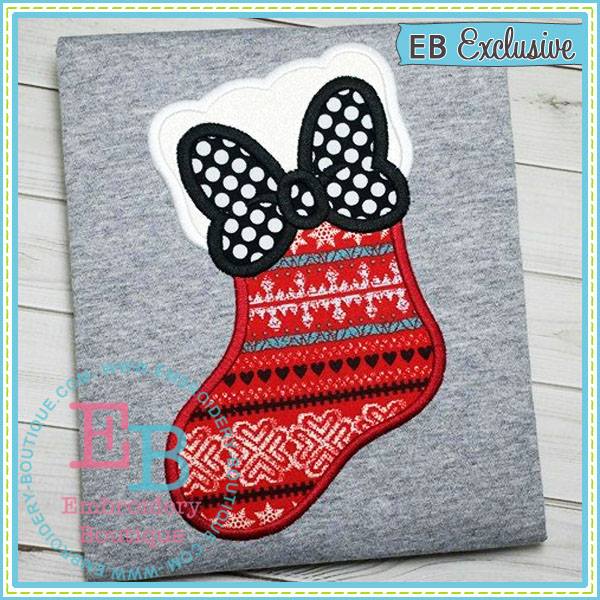 Stocking Bow Applique, Applique