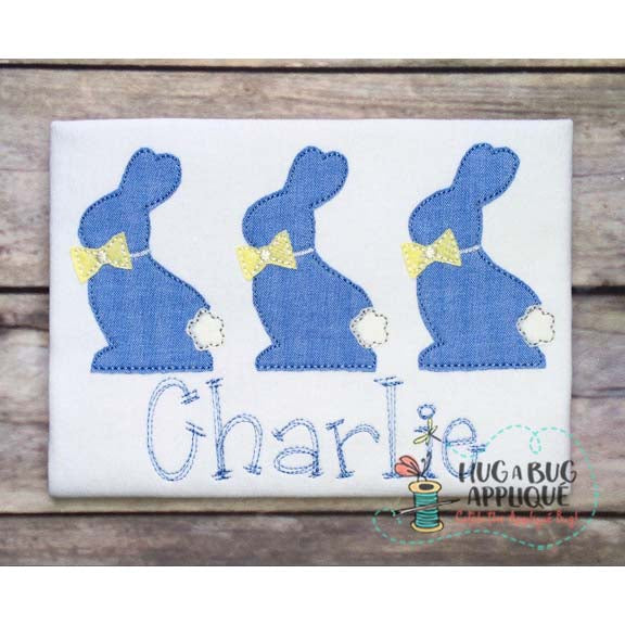 Bunny Boy Trio Bean Stitch Applique Design, Applique