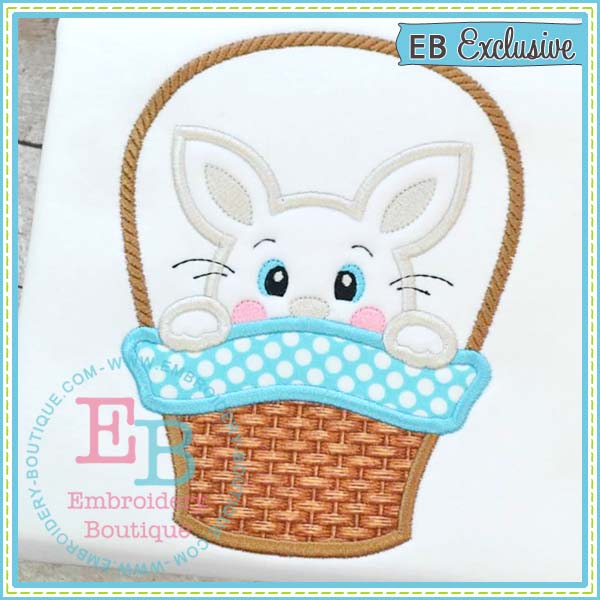 Bunny Peeker Basket Boy Applique, Applique