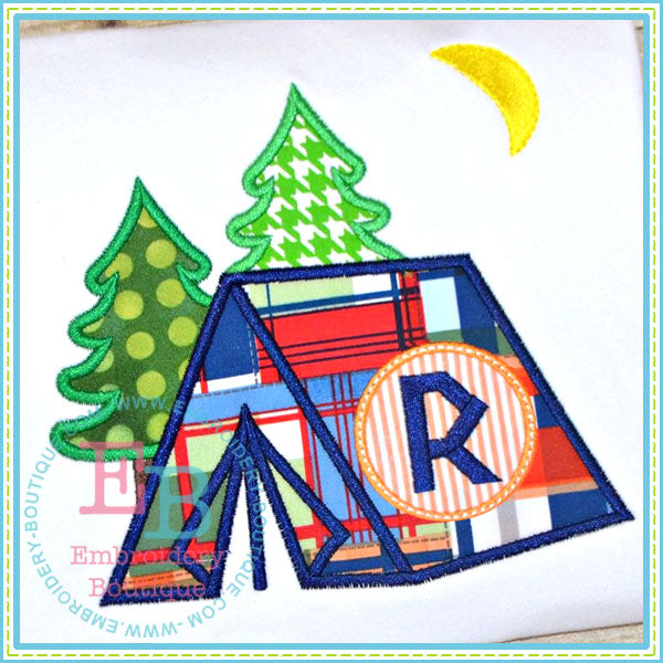 Boy Camping Tent Applique, Applique