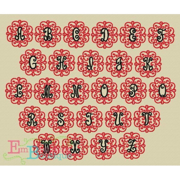 Swirled Monogram Embroidery Font, Embroidery Font