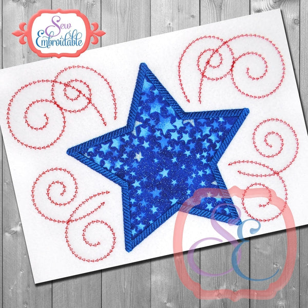 Star Swirls 2 Applique, Applique