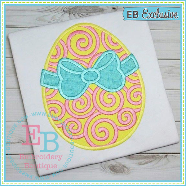 Swirly Egg Bow Applique, Applique