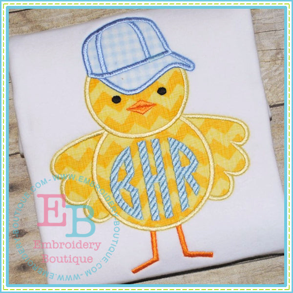 Boy Chick Baseball Cap Applique, Applique