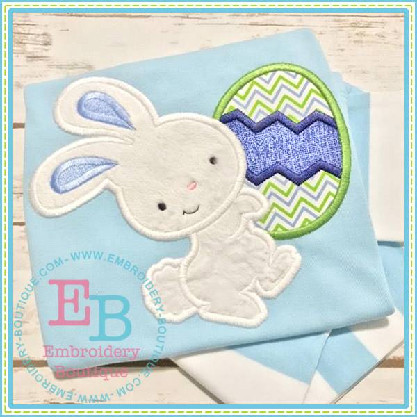 Boy Bunny Egg Applique, Applique