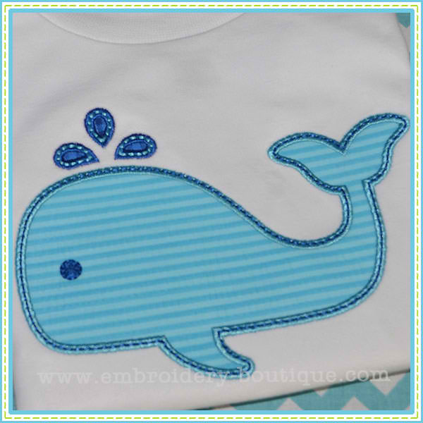 Flat Belly Whale Applique, Applique