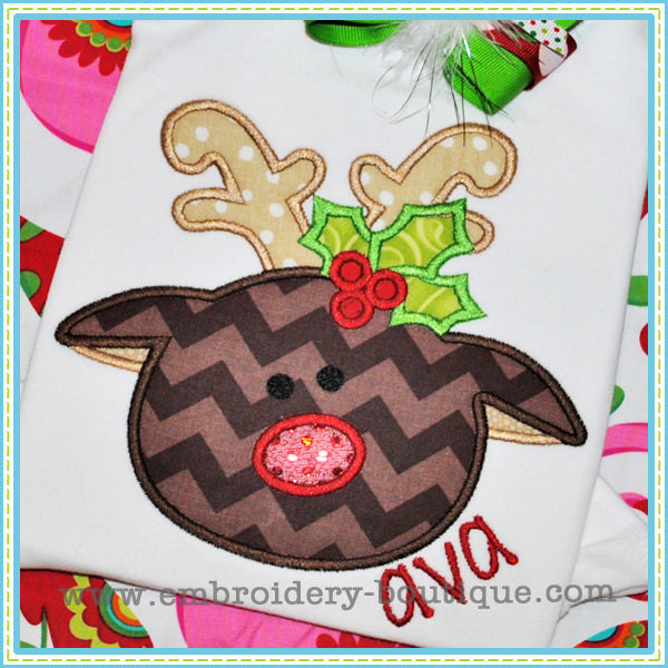 Holly Reindeer Applique, Applique