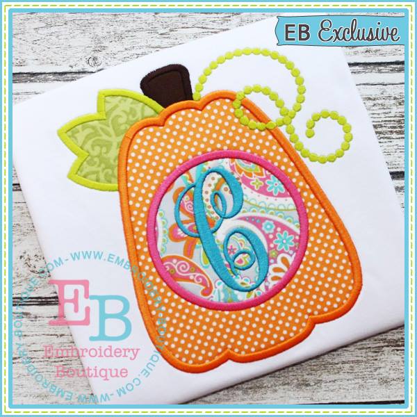Tall Monogram Pumpkin Applique, Applique