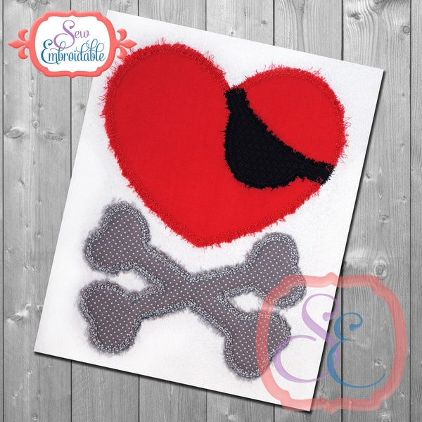 Skull Heart Applique, Applique
