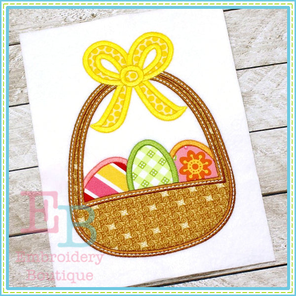 Easter Basket 3 Eggs Applique, Applique