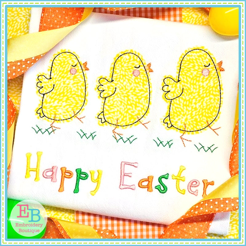 Three Chicks Bean Stitch Applique, Applique