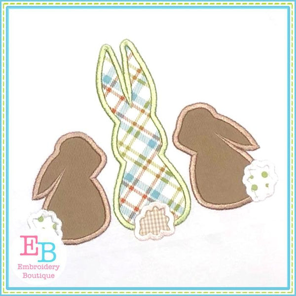 3 Bunnies Satin Applique, Applique