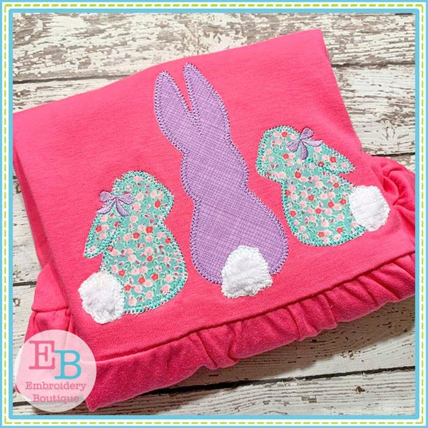 3 Bunnies with Bows Applique, Applique