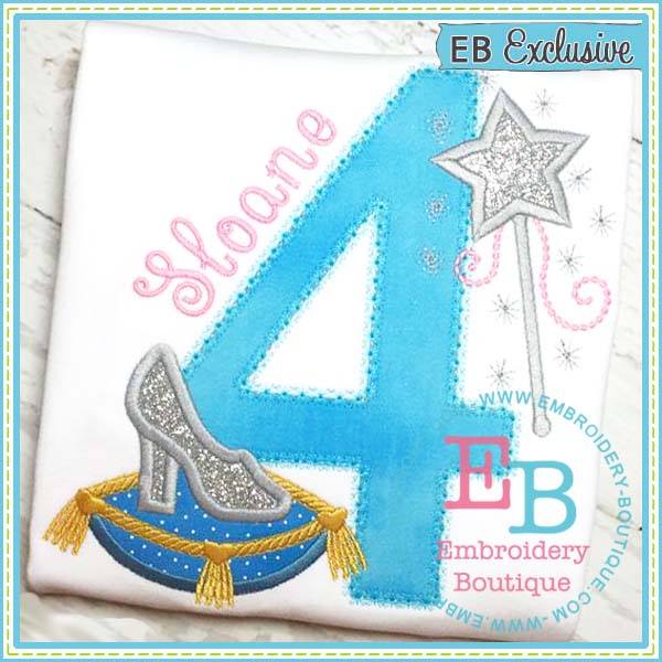 Glass Slipper Applique Number Set, Applique Number Set