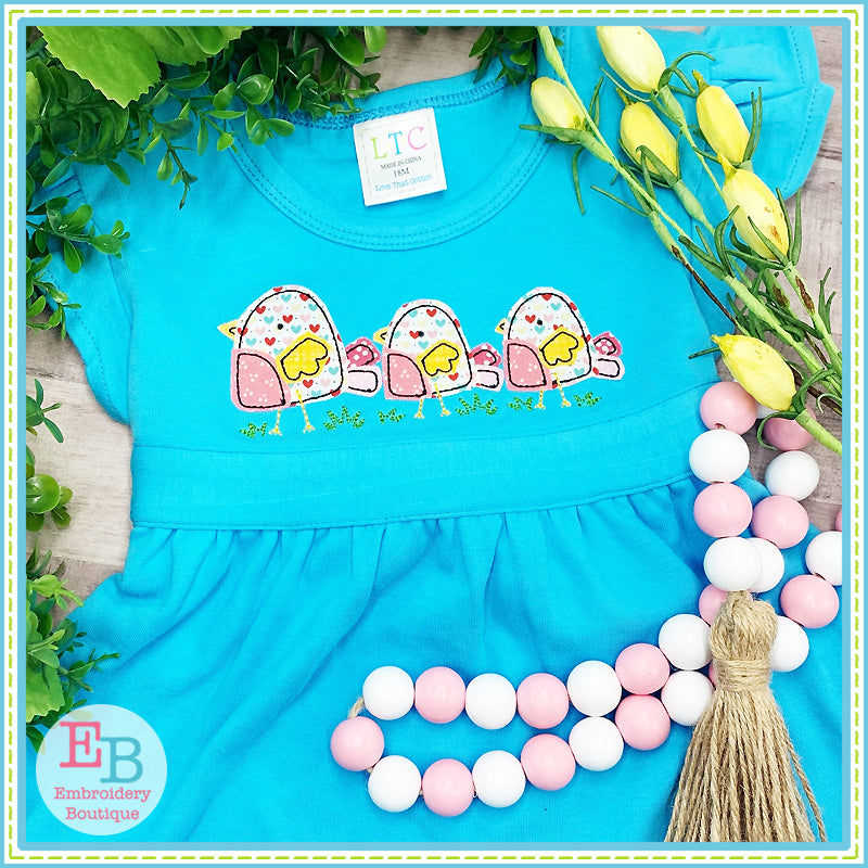 Three Chicks Bean Stitch Applique, Applique