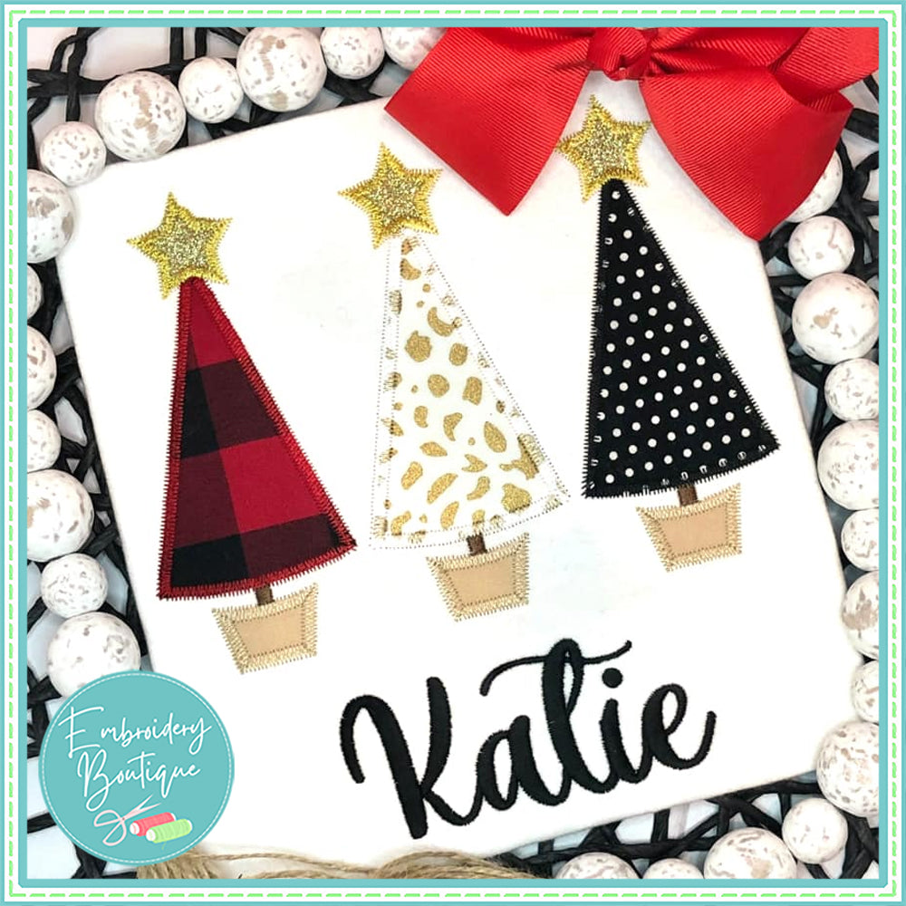 Trees Trio Stars Zigzag Applique, Applique, Embroidery Boutique